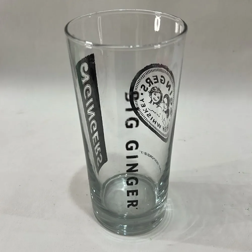 2 Gingers Irish Whiskey Highball Glass 6 1/4 In Tall 3 In Round Clear Brown 16